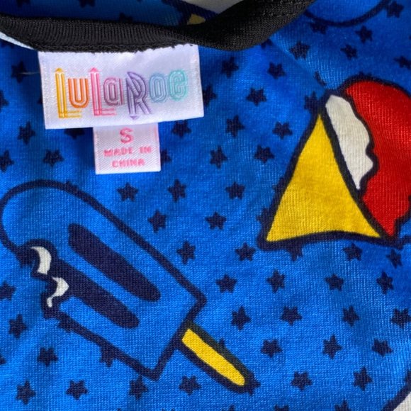 Lularoe Randy Print Shirt Top Women's Small Short Sleeve Popsicle Blue NEW - Picture 4 of 12